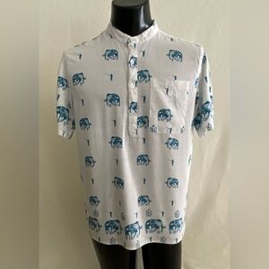 No Laying Up Shirt Men’s Large 4 Button Henley Banded Collar Short Sleeve Golf